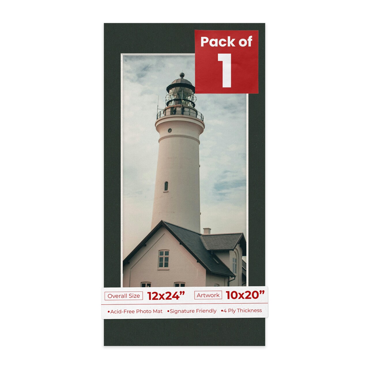 Textured Black Mat Board for 12x24 Frames - Fits 10x20 Photos